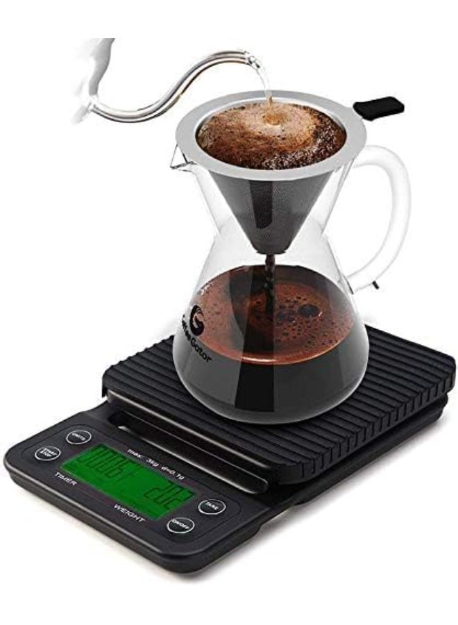 Kitchen Coffee Scale with Timer,  Espresso Scale for Pour Over Coffee, Digital Food Scale, Tare Function, LCD Display, Silicone Cover, Drip Detection (Black19.5 x 13 x 3） - Image 2